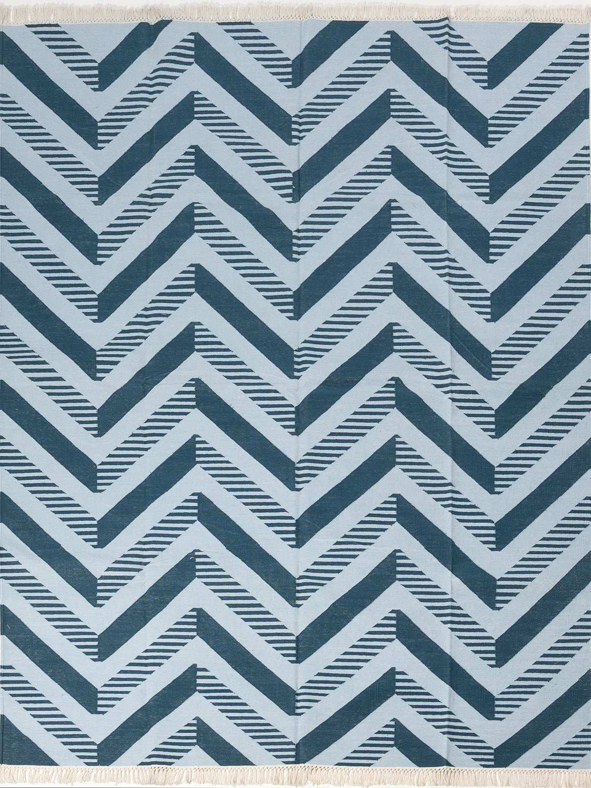 Ridgeway Chevron Rug-Blue cotton rug in blue tones