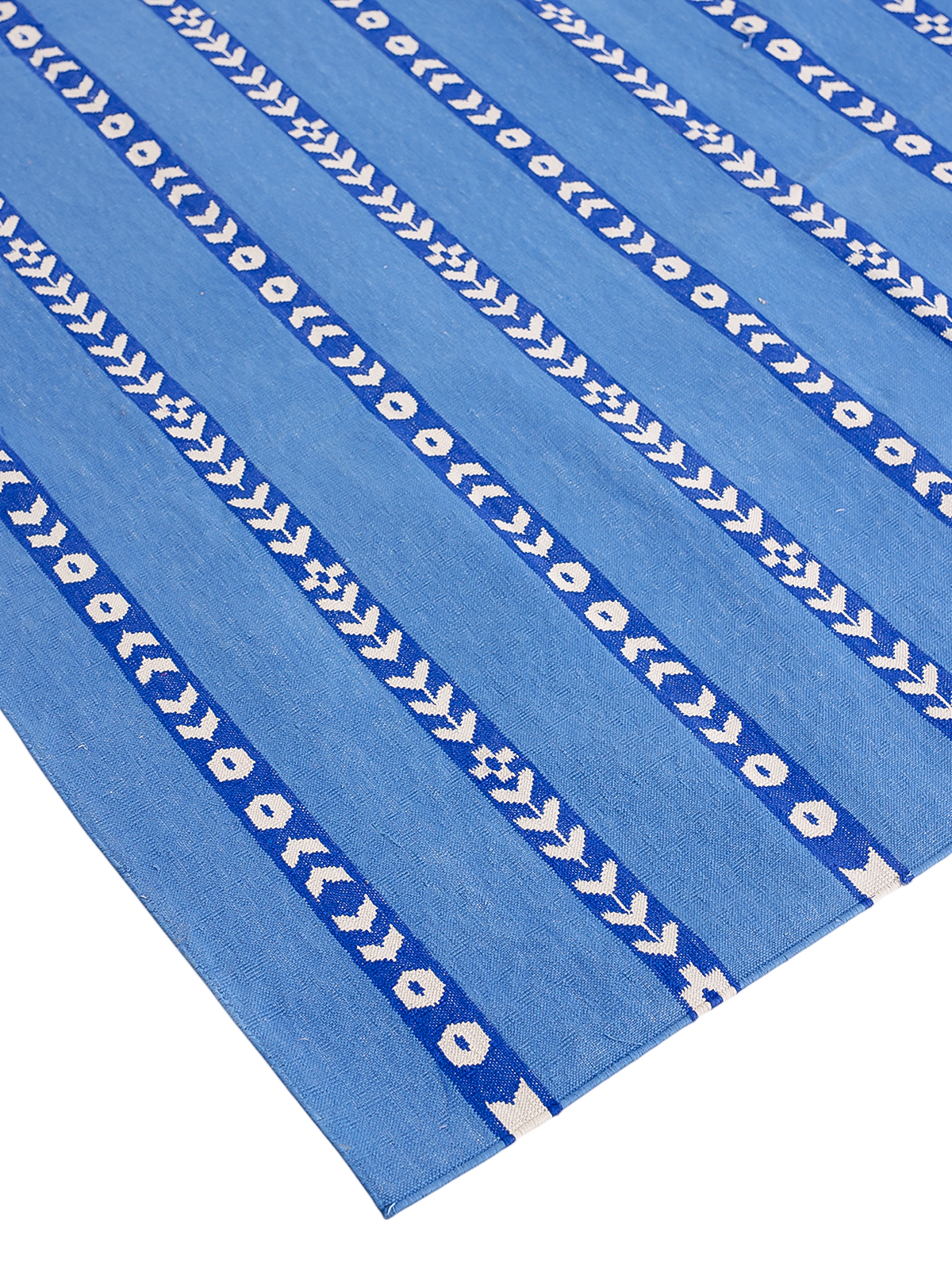 Riverstripe Cotton Flatweave Rug close-up showing the cotton weave and striped pattern