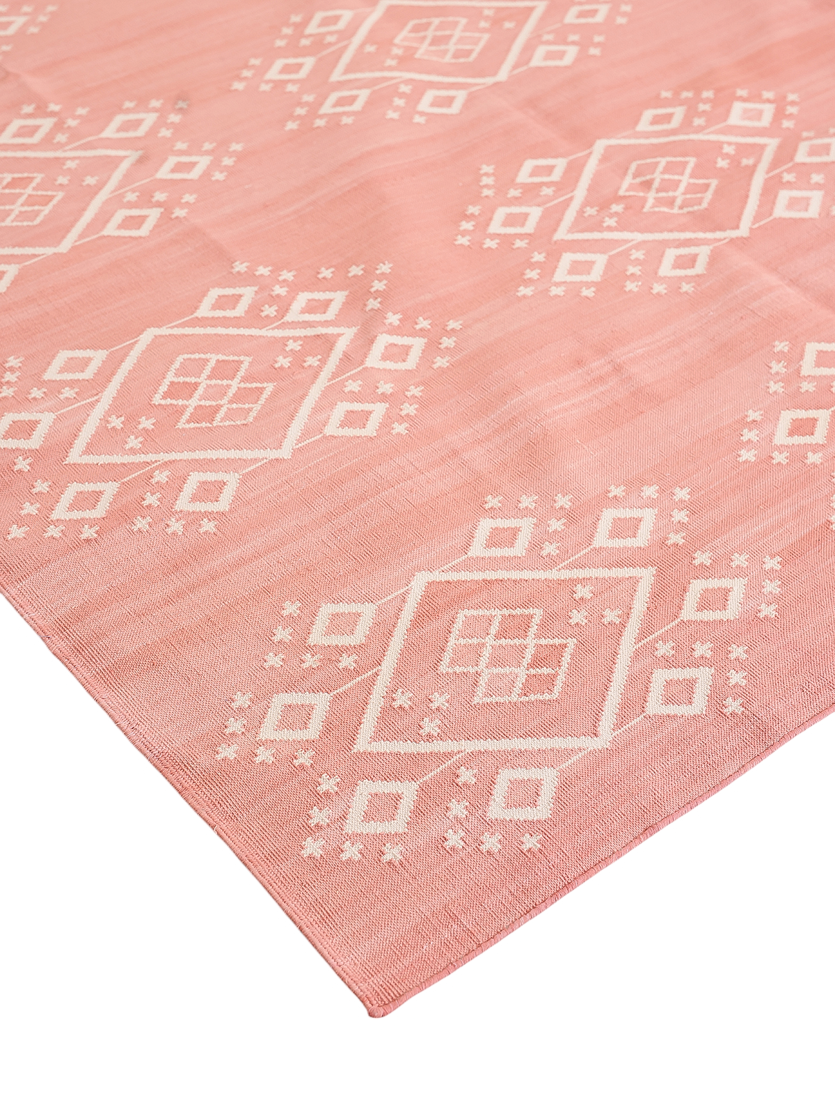 Rosevale Cotton Flatweave Rug close-up showing the cotton pile and floral motif
