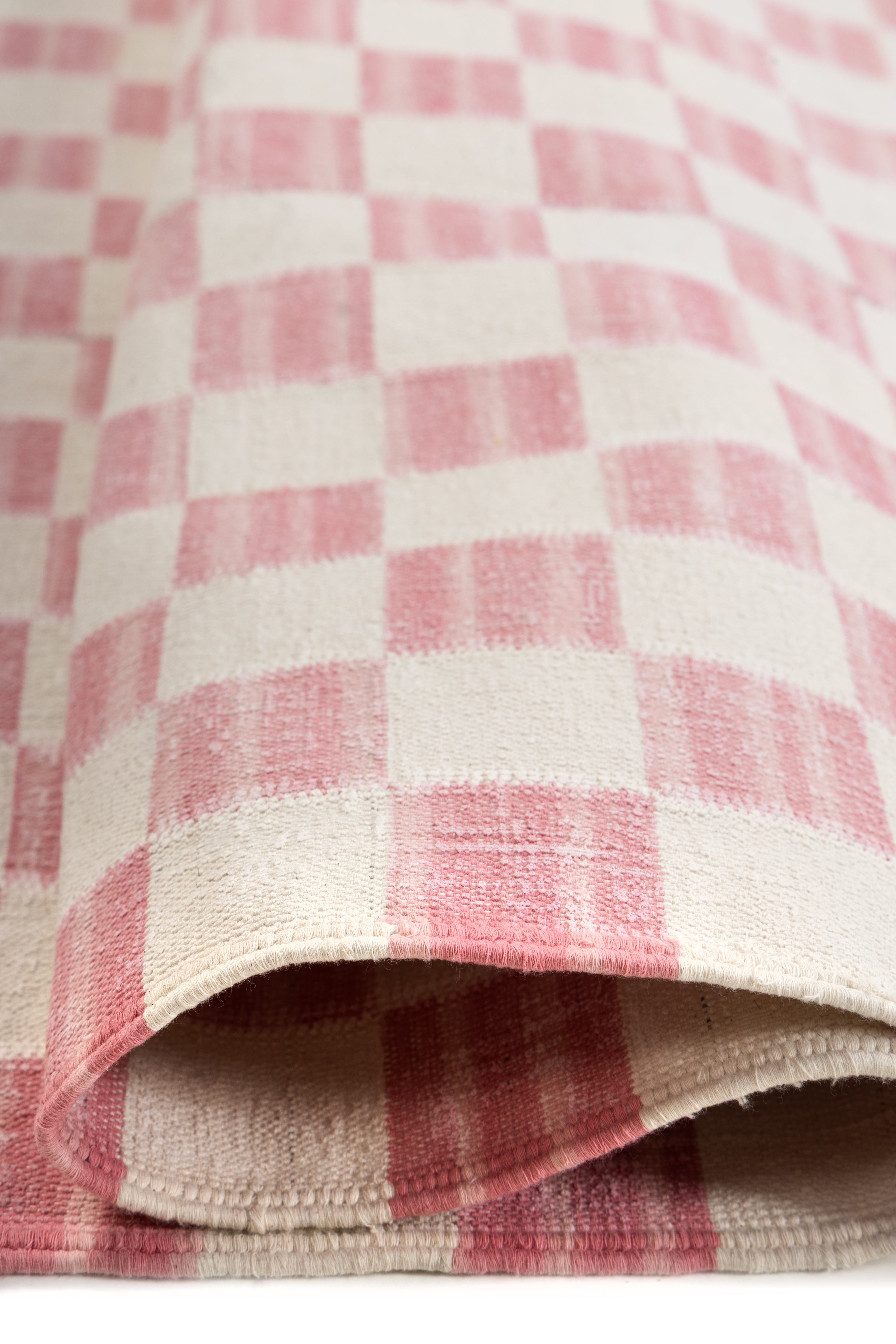 Rosewood Checkered Rug - additional product view showing the cotton rug
