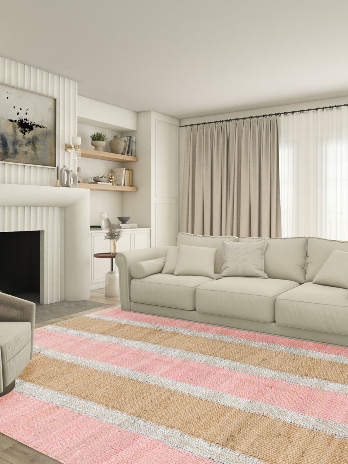 Rosewood Striped Jute Rug - additional product view showing the jute rug