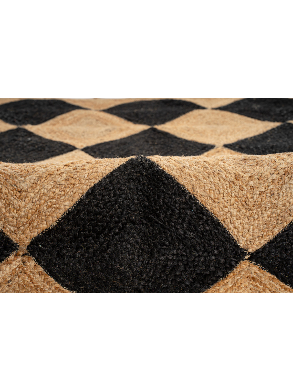Rosso diamond braided jute rug-Black - additional product view showing the jute rug