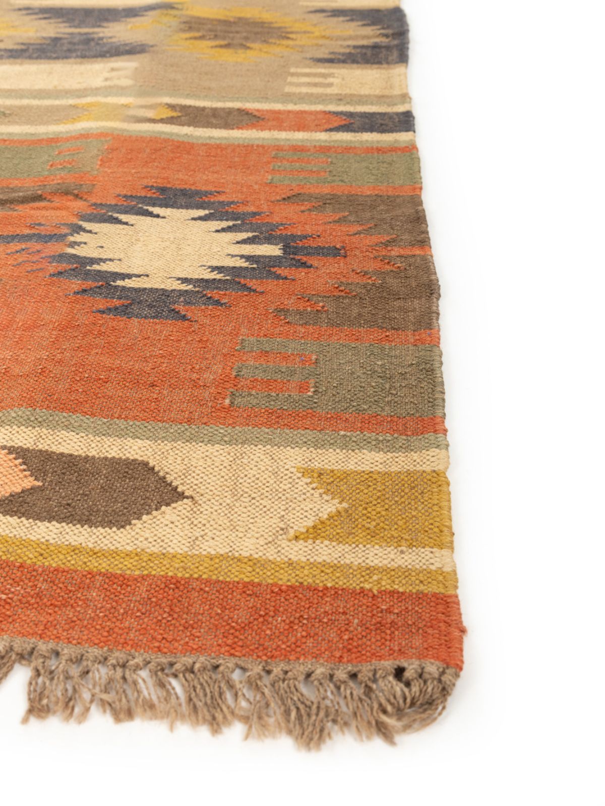Rustic Brick Kilim Rug - additional product view showing the cotton rug