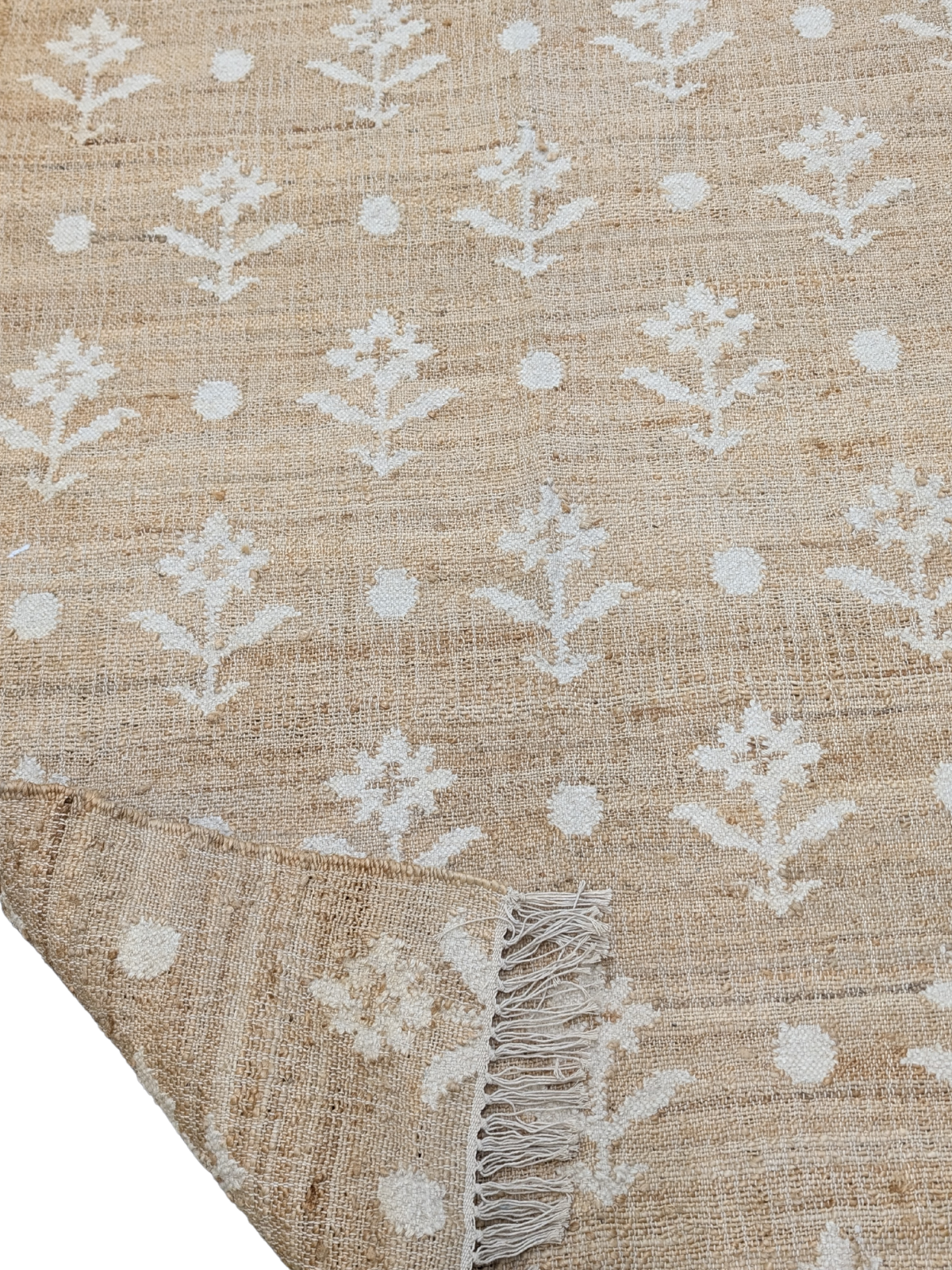 Rustic Petals detail of the floral motif in cotton cut pile