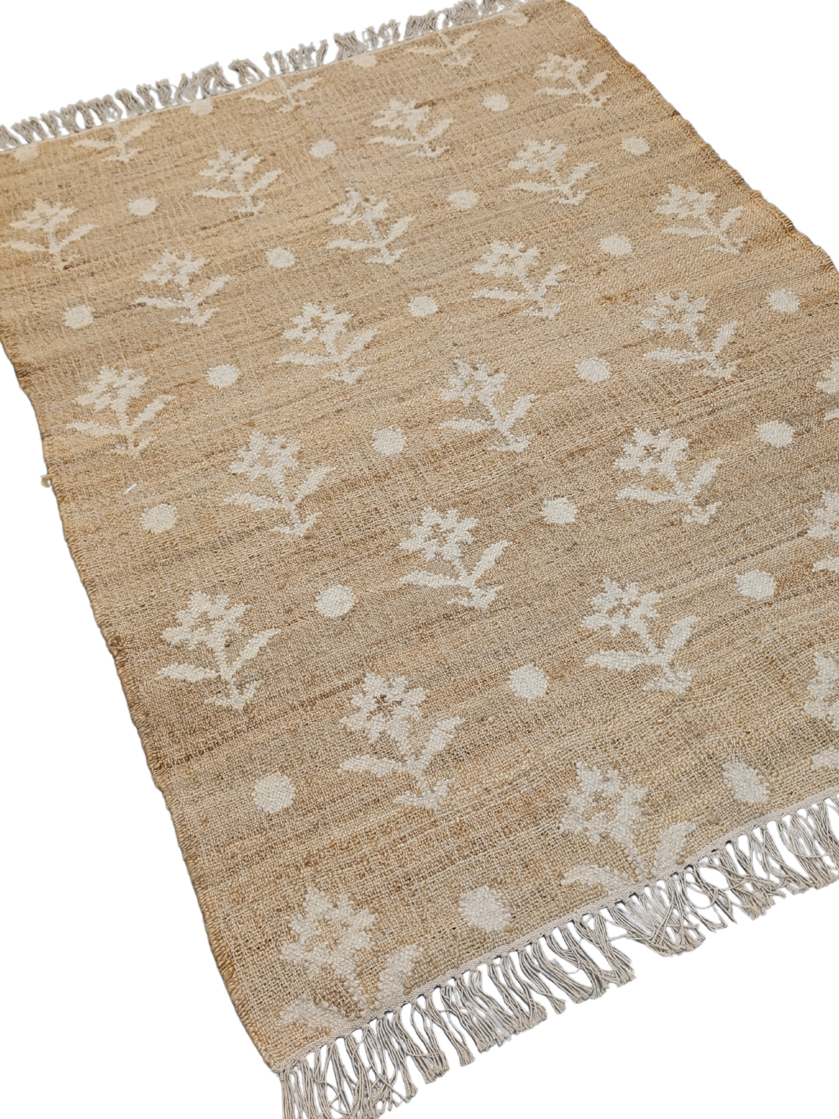Rustic Petals cotton rug styled in a living room interior