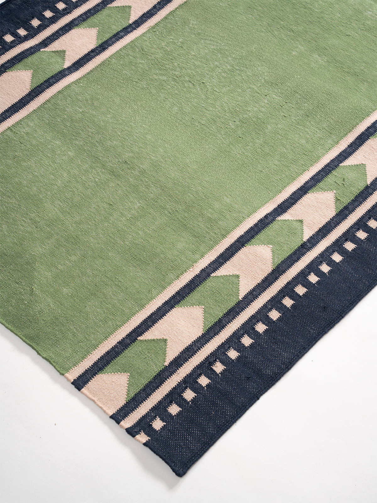 Sage Moor Runner - cotton runner laid in a hallway view