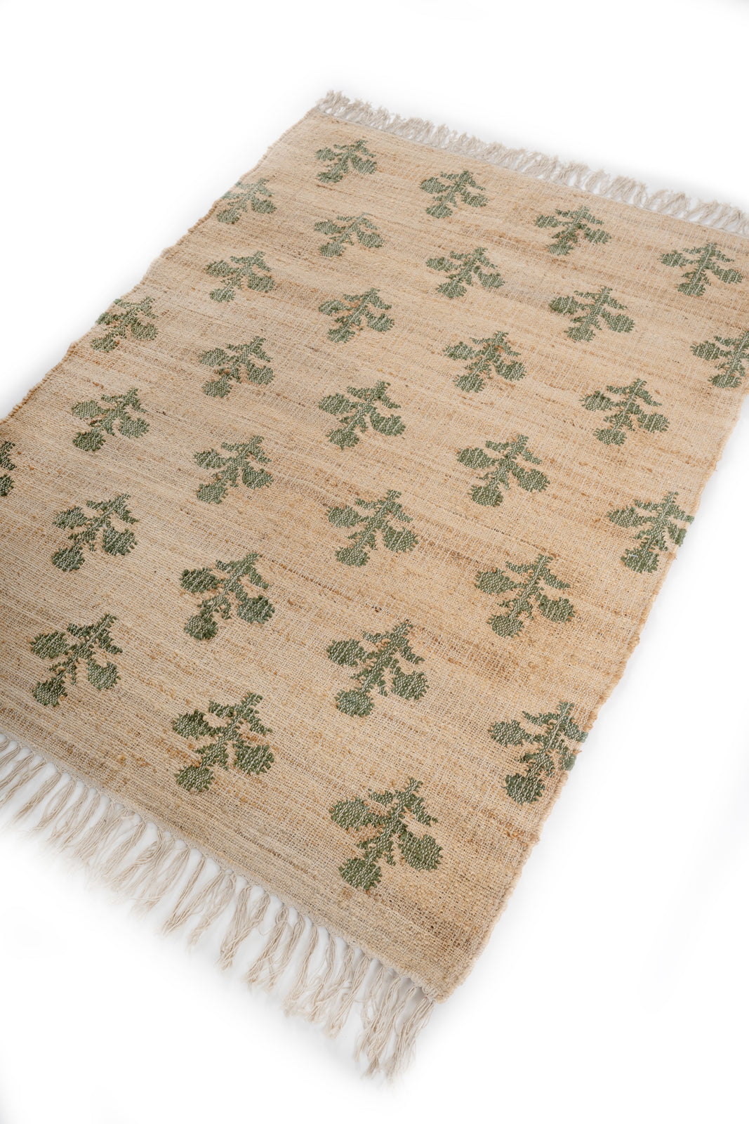 Sage Mughal Blossom Rug - additional product view showing the wool rug