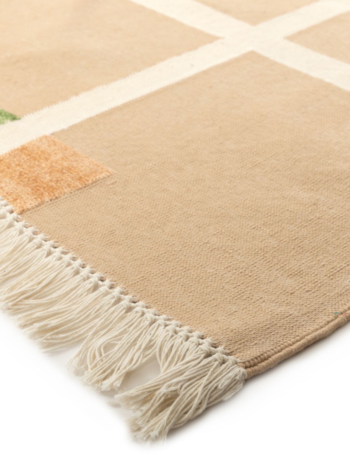 Sandstone Geometry close-up showing the cotton weave and geometric motif
