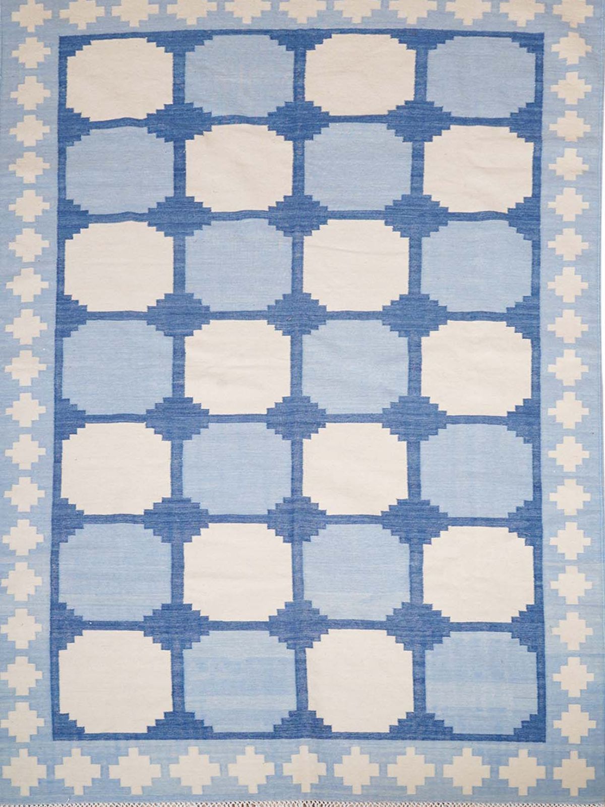 Sapphire Essence Flatweave Rug-Blue cotton rug in blue tones