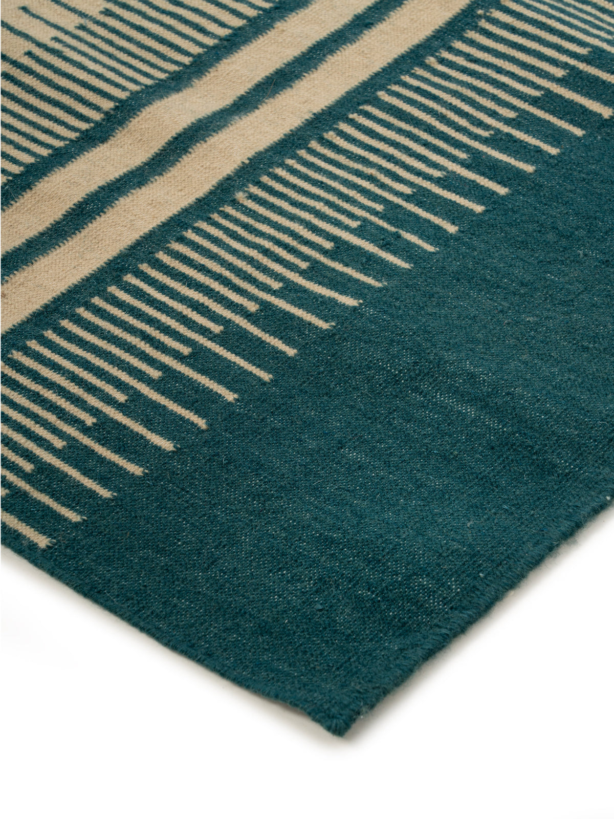 Scandi Colour-Block Runner close-up showing the wool weave and geometric surface