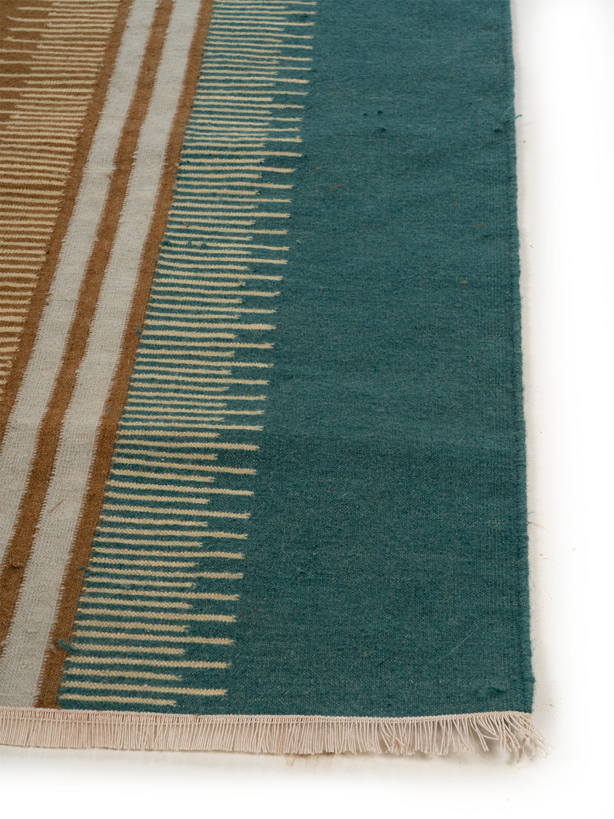 Scandi Colour-Block Runner-Ochre - wool runner laid in a hallway view