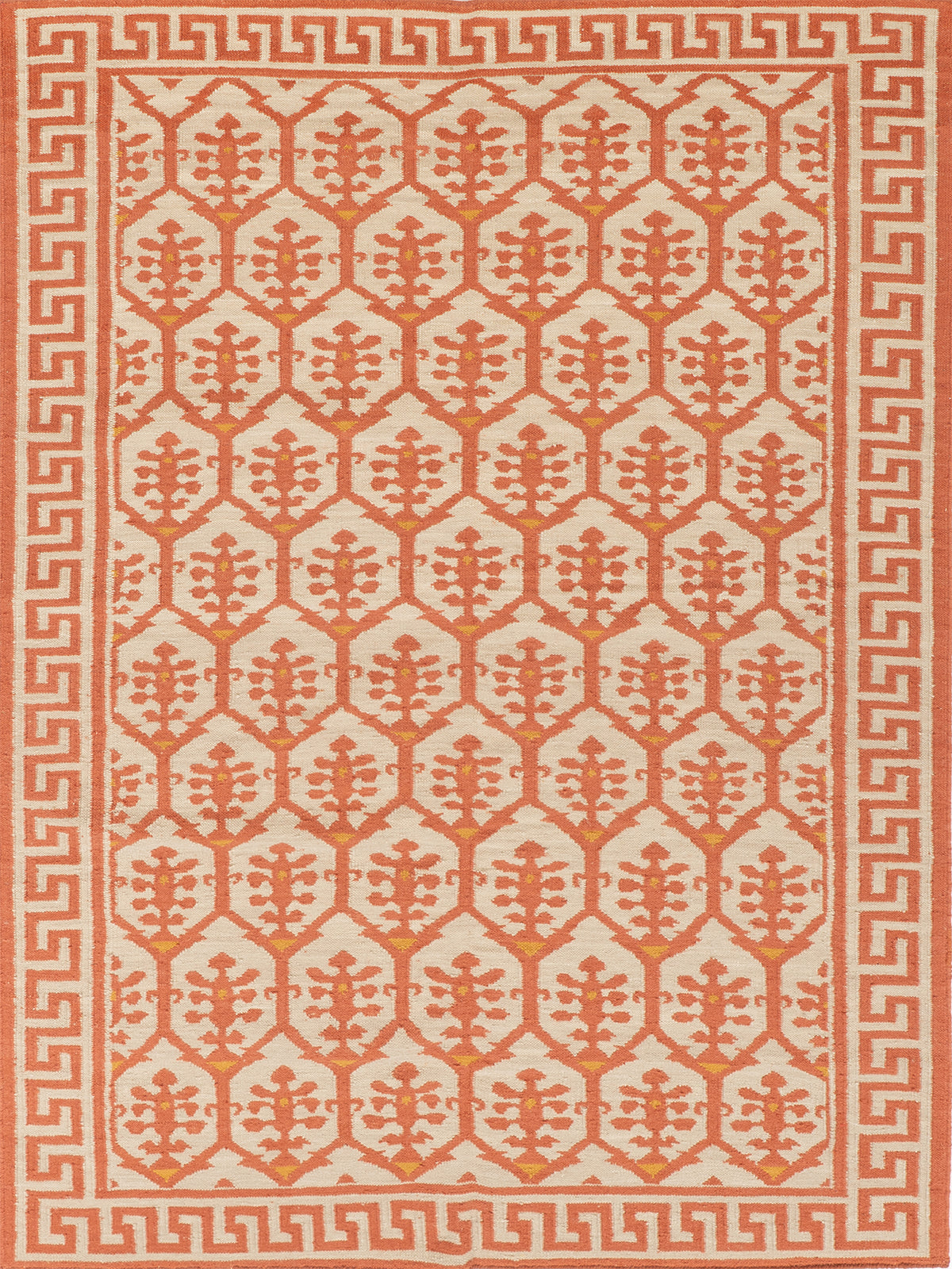 Scarlet Greek Vine Legacy wool rug in red tones