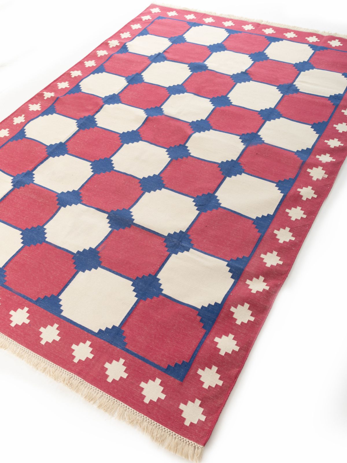 Scarlet Wave Modern Kilim Rug - additional product view showing the cotton rug
