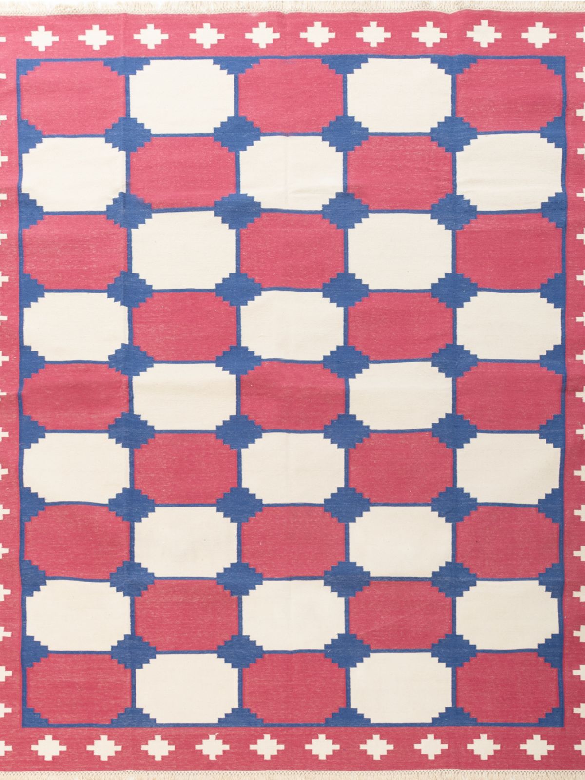 Scarlet Wave Modern Kilim Rug cotton rug in red tones