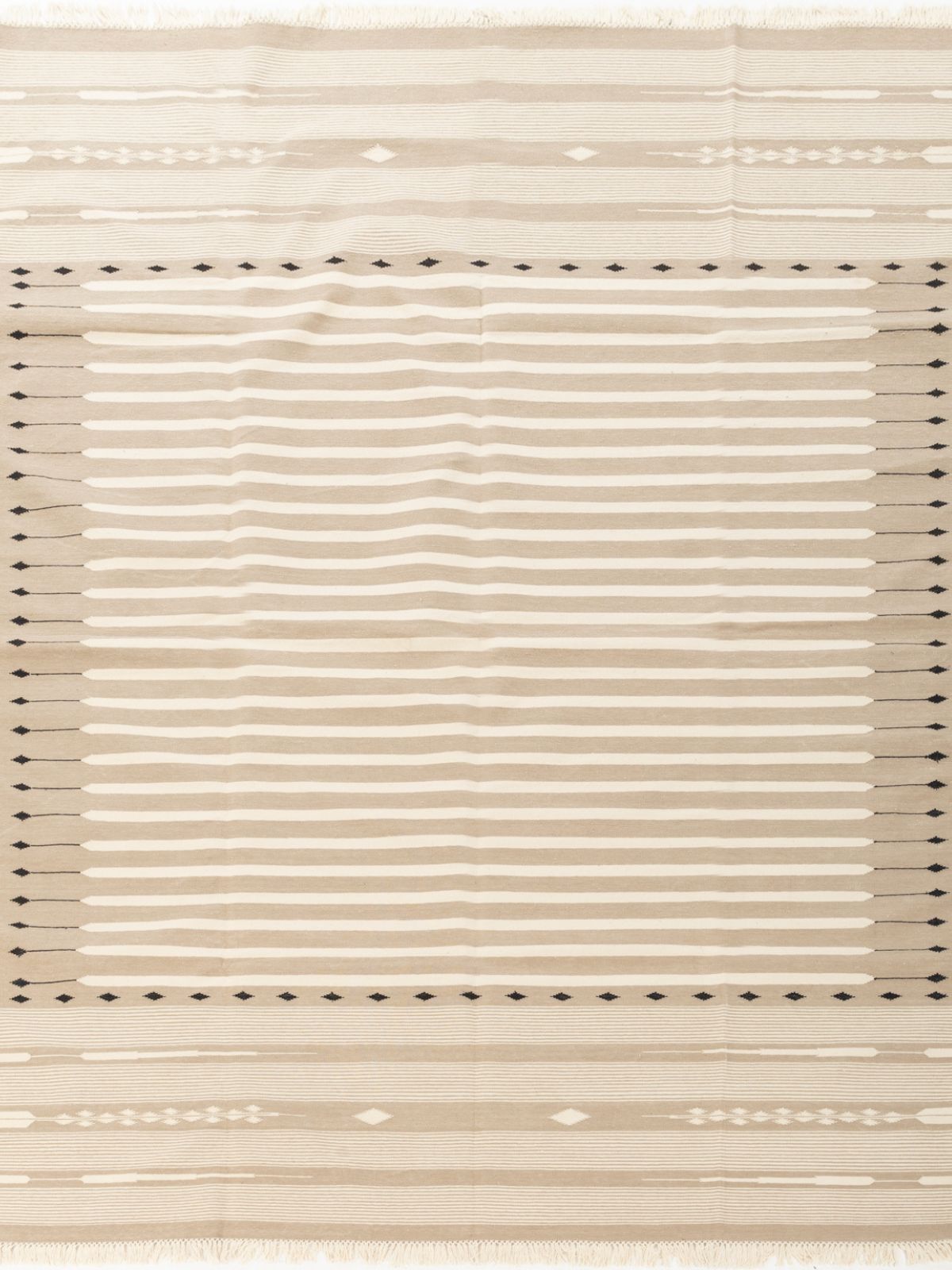 Serenity Stripes Flatweave Rug-Beige cotton rug in neutral tones