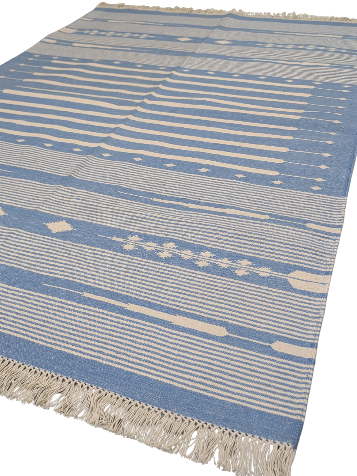 Serenity Stripes Flatweave Rug-Yale cotton rug styled in a living room interior