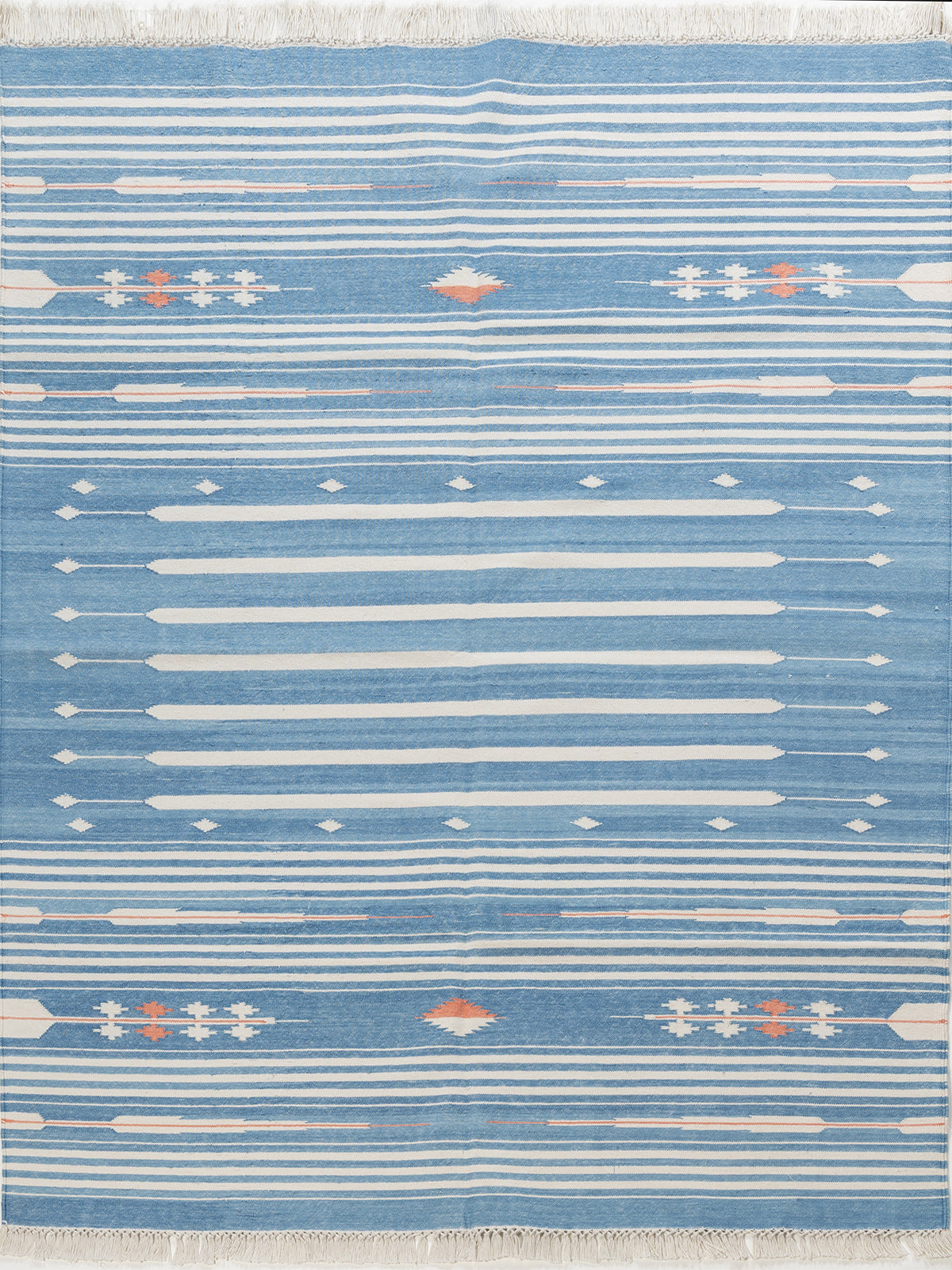 Sky Drift Rug-Light blue cotton rug in blue tones