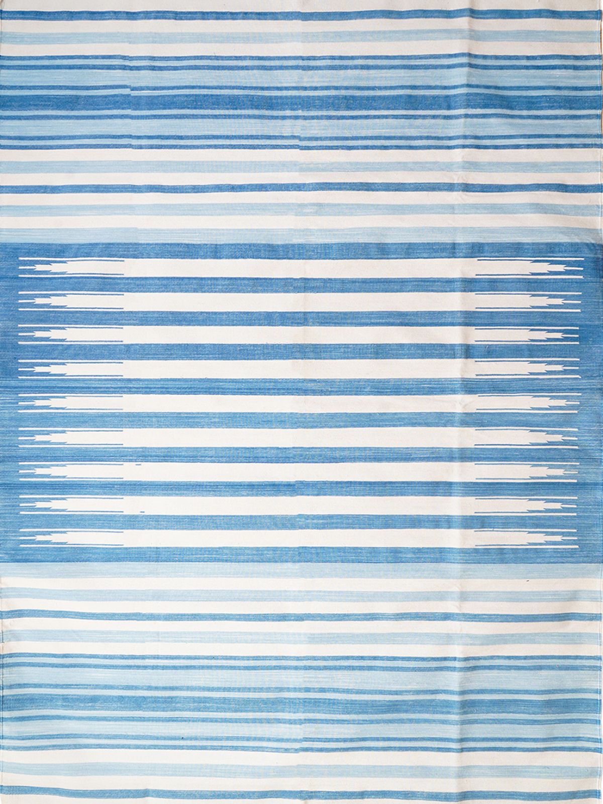 Skyline Hue Striped Rug cotton rug in blue tones