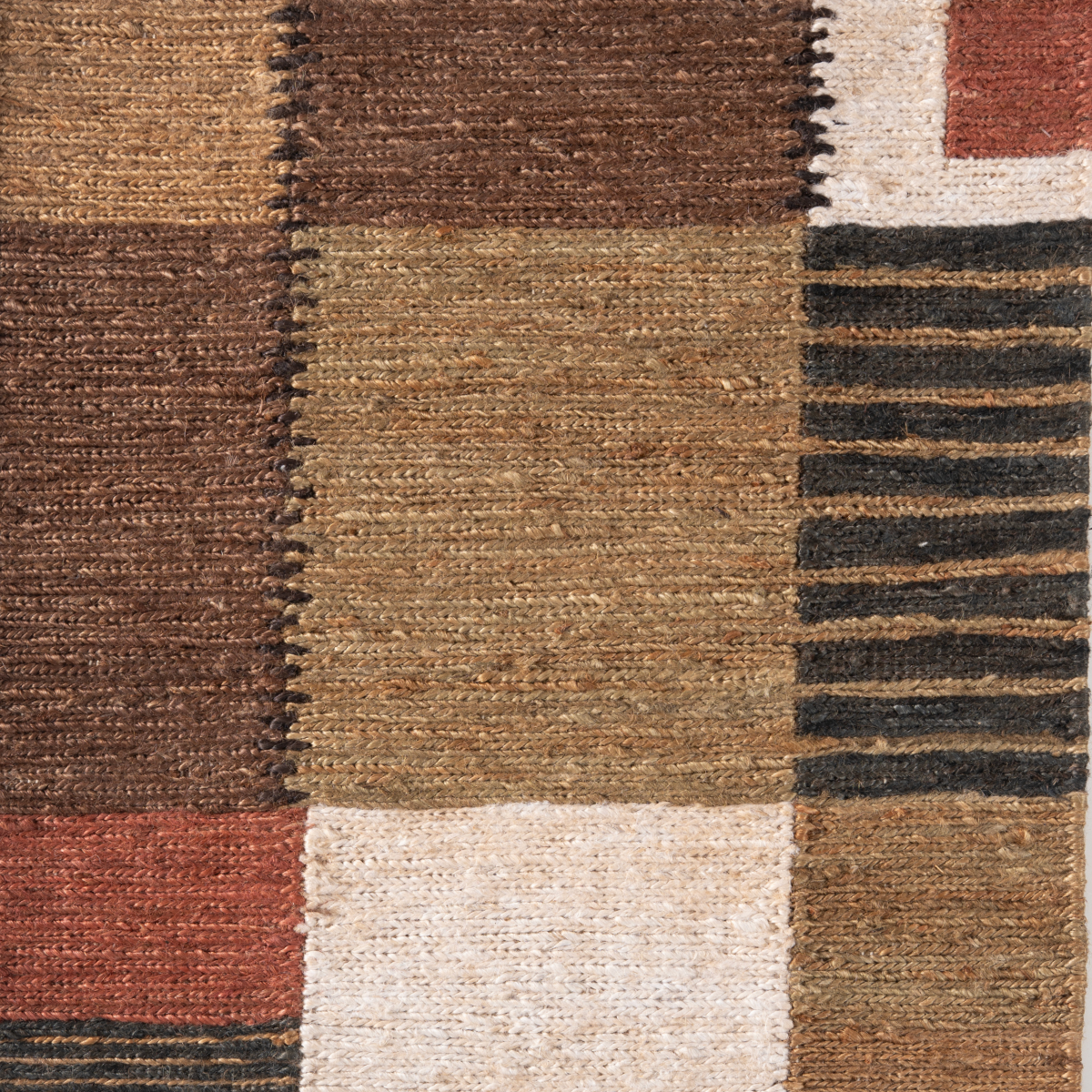 Soumak Soul : Heritage Patch jute rug in multicoloured tones