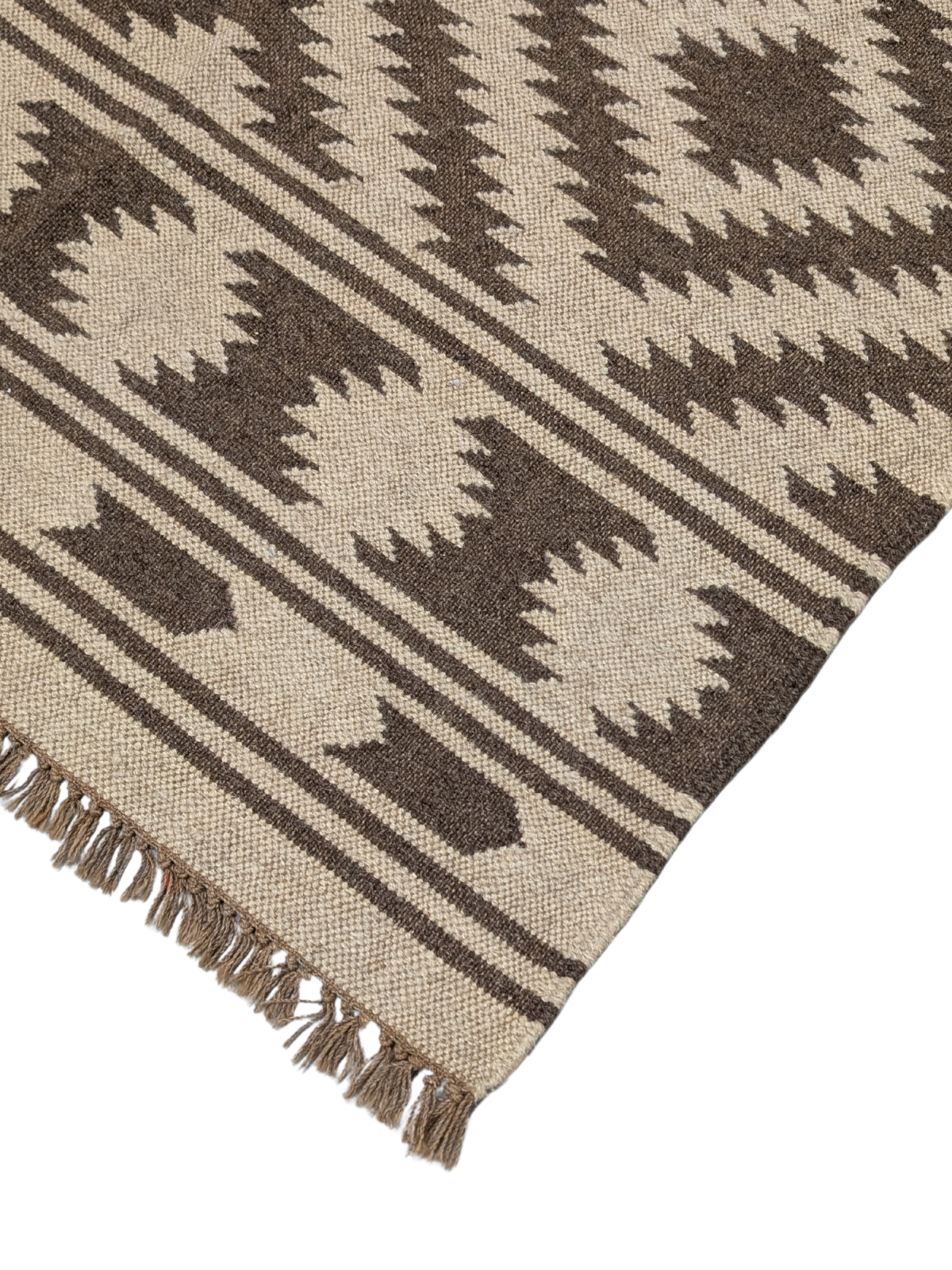 Stone & Sand Flatweave close-up showing the cotton weave and striped pattern
