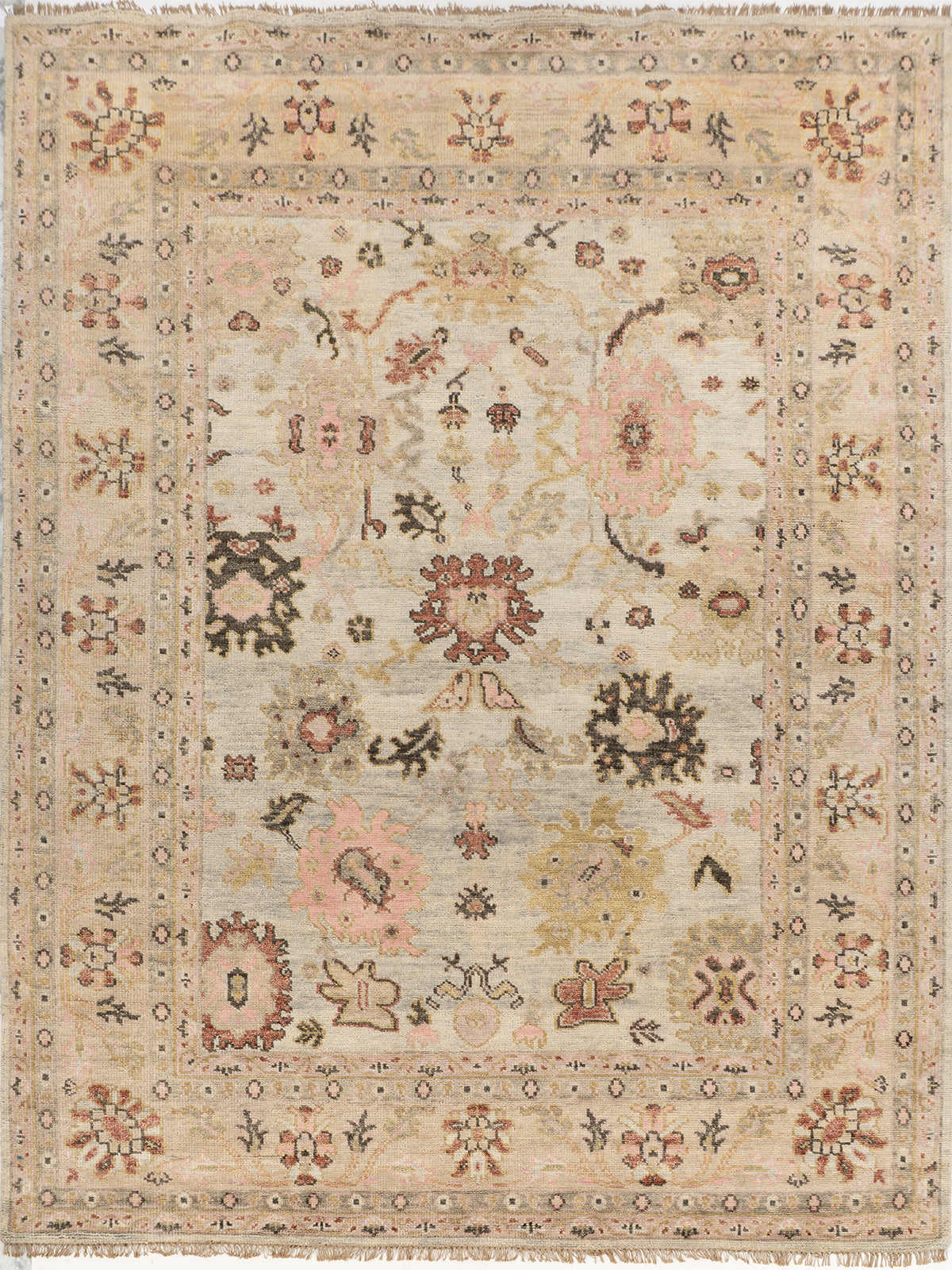 Sultanabad Mist handspun wool rug in grey tones