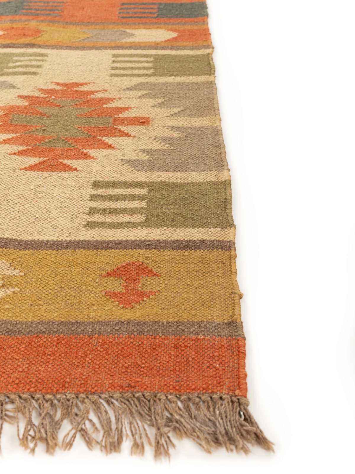 Sunbaked terracotta Kilim Rug - additional product view showing the cotton rug