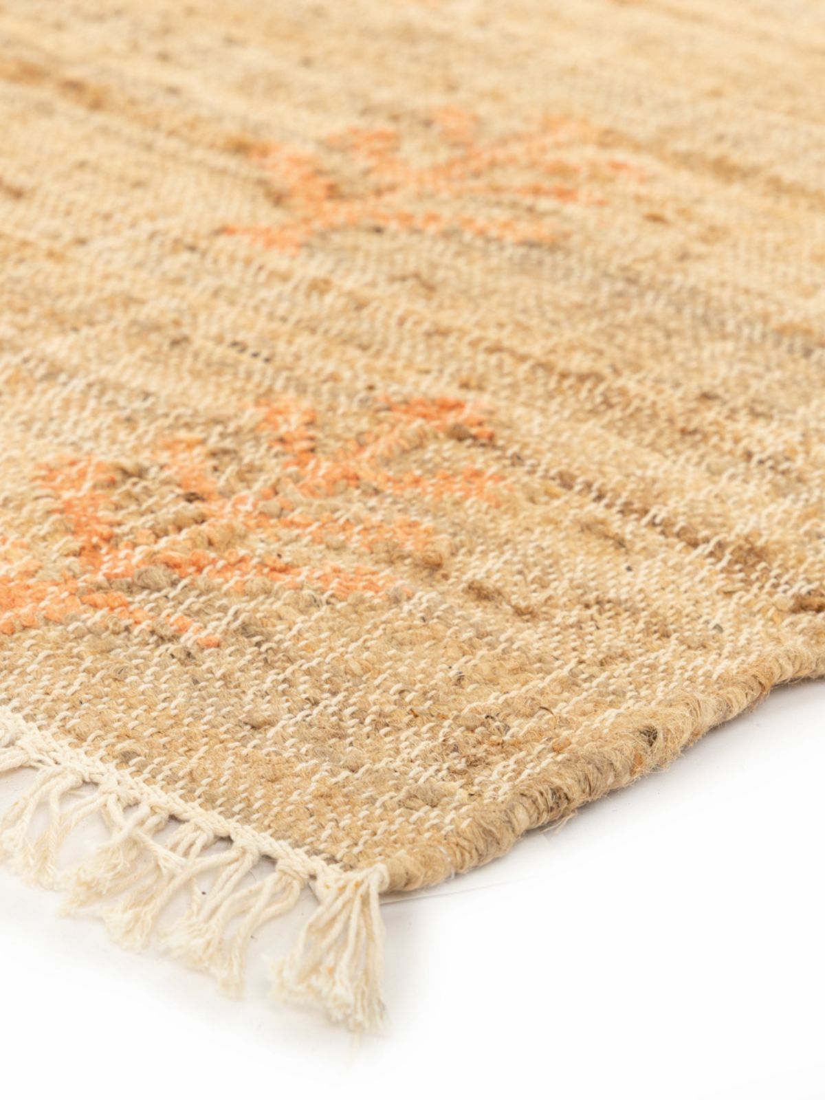 Sunset Foliage Jute Rug close-up showing the jute pile and floral motif