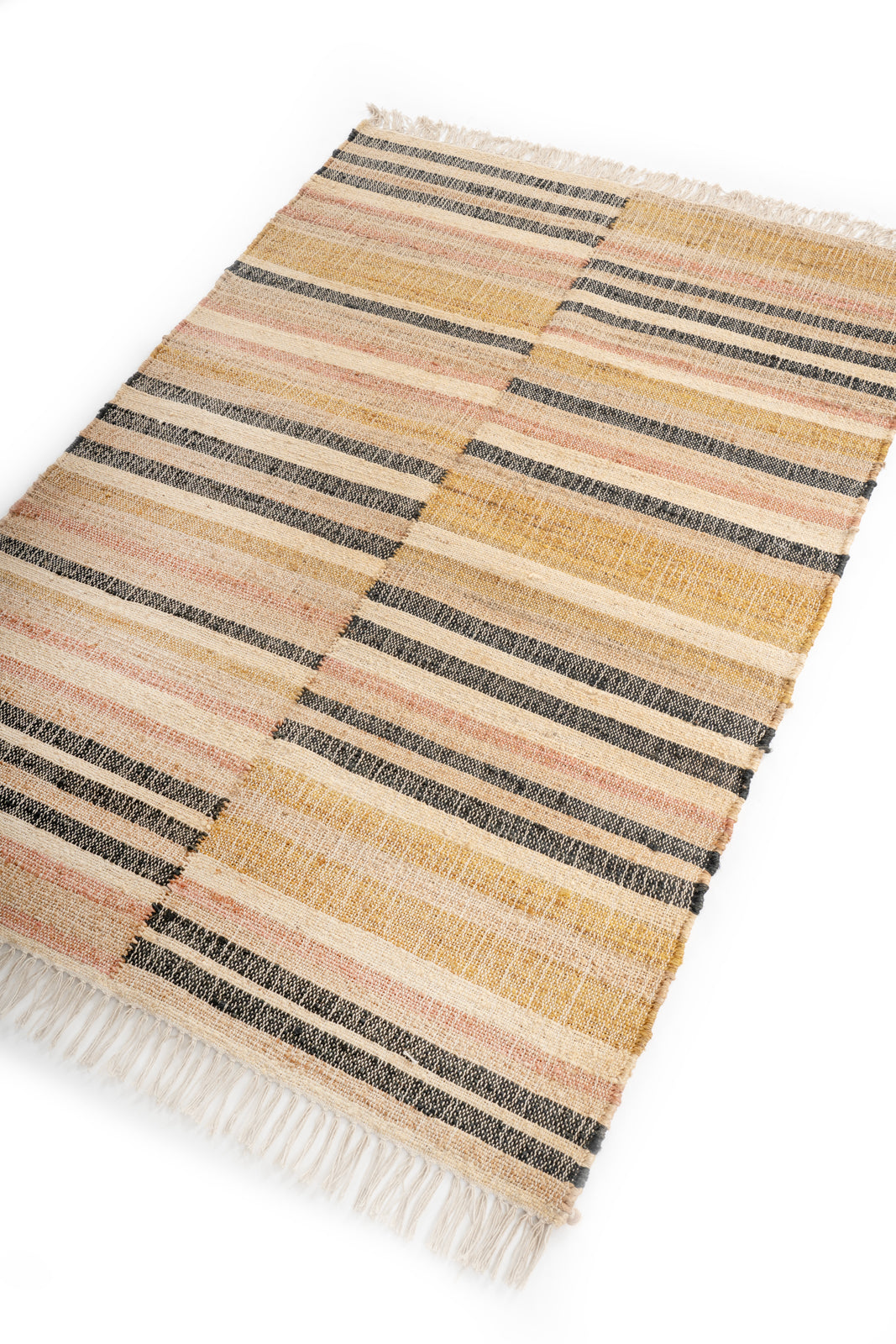 Sunset Stripes Handwoven Jute Rug - jute runner laid in a hallway view