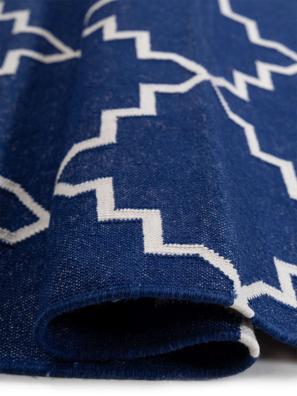 Symmetry Flatweave Rug-Navy - texture detail showing cotton surface