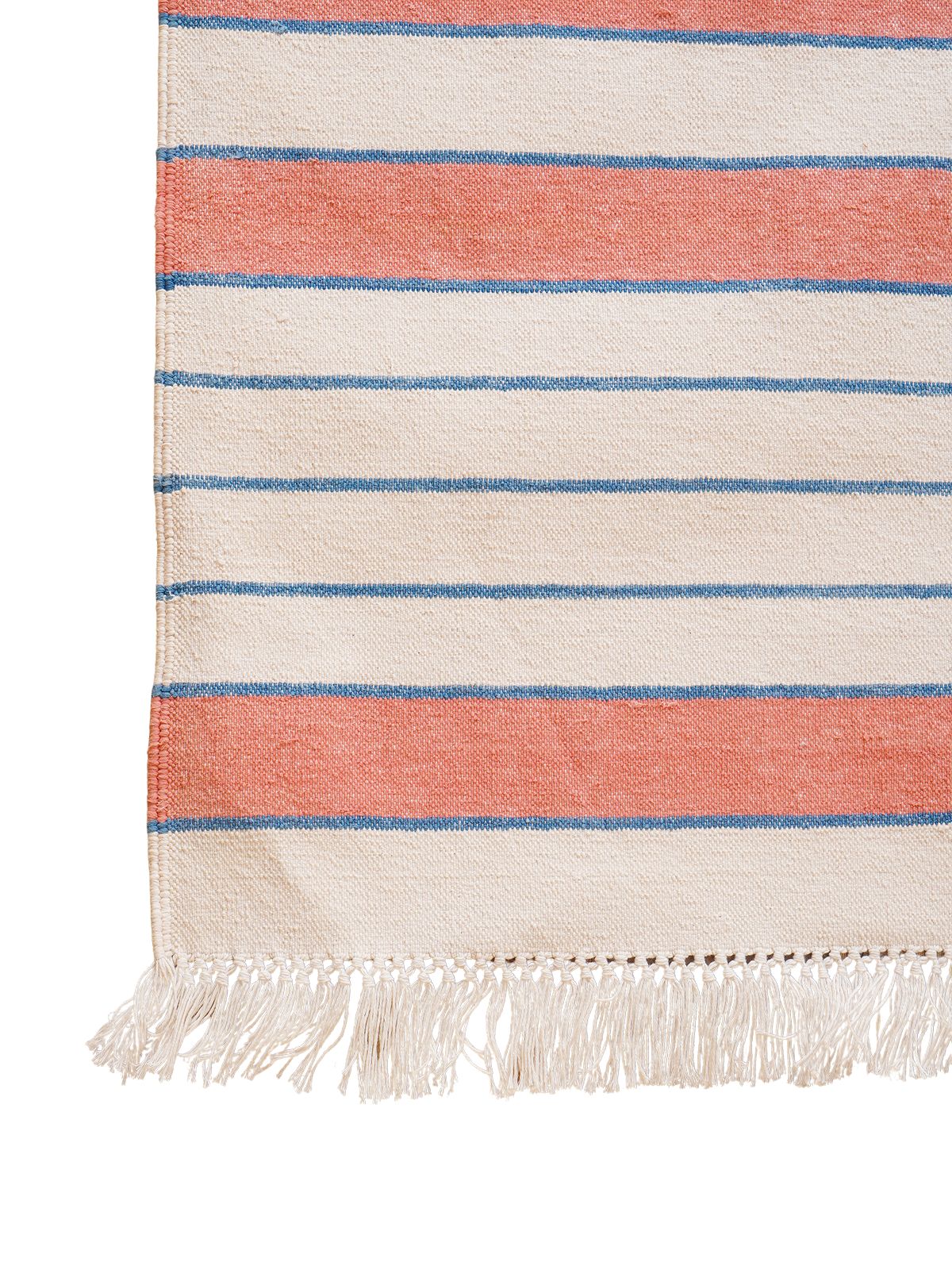 Temple Stripe Flatweave rug-Peach - texture detail showing cotton surface