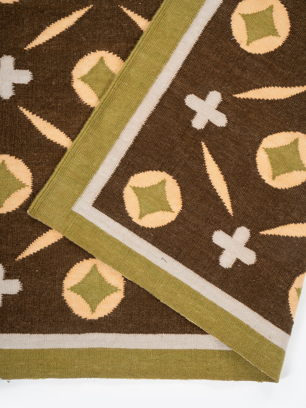 Terrana Wool Rug-Brown detail showing the textured wool surface and finishing