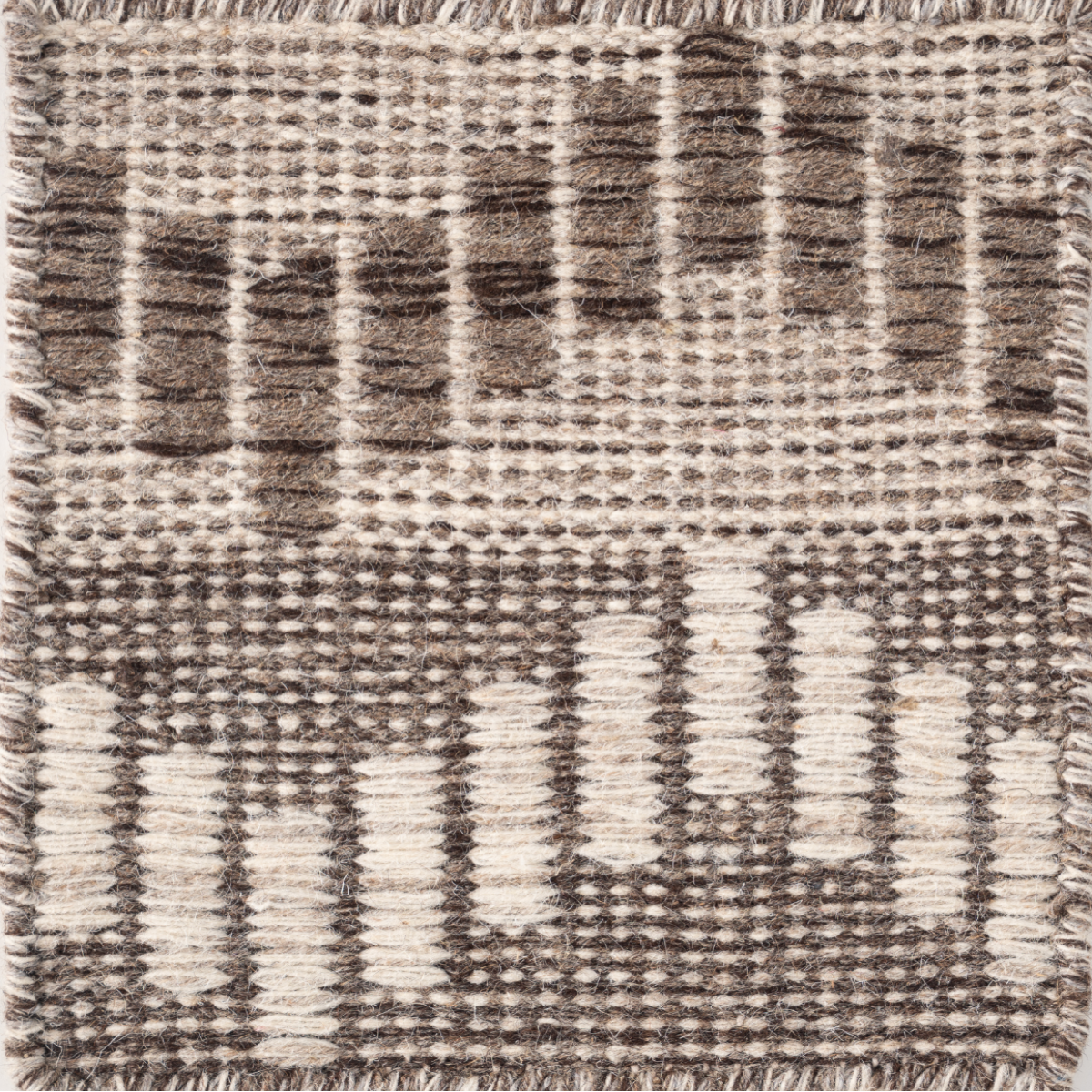 Tethered Landscapes : Fault Line wool rug in neutral tones, overhead view