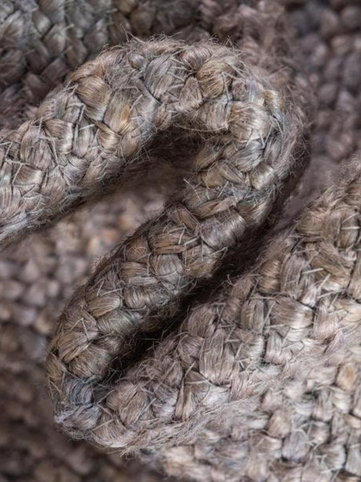Thaba braided area rug-Grey close-up showing the jute weave and surface texture