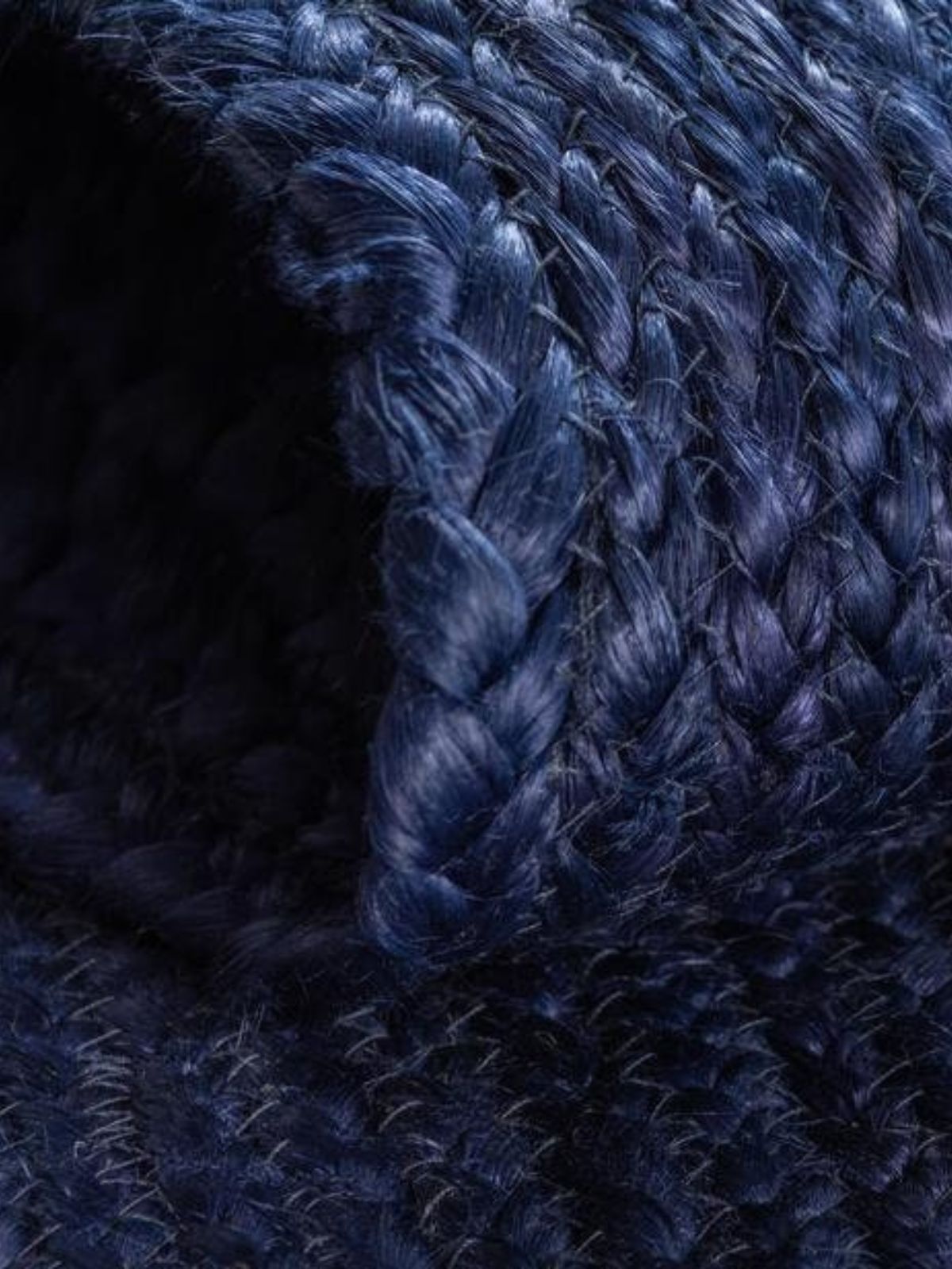 Thaba braided area rug-Navy detail showing the textured jute surface and finishing