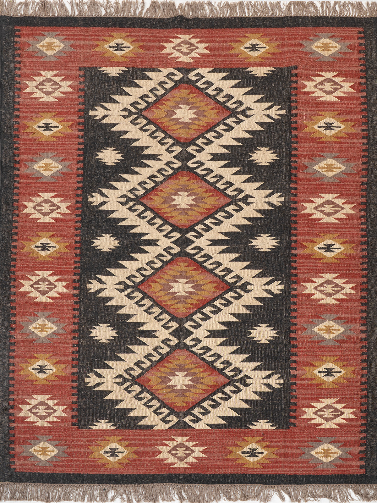 The Ancestral Column Rug wool rug in brown tones