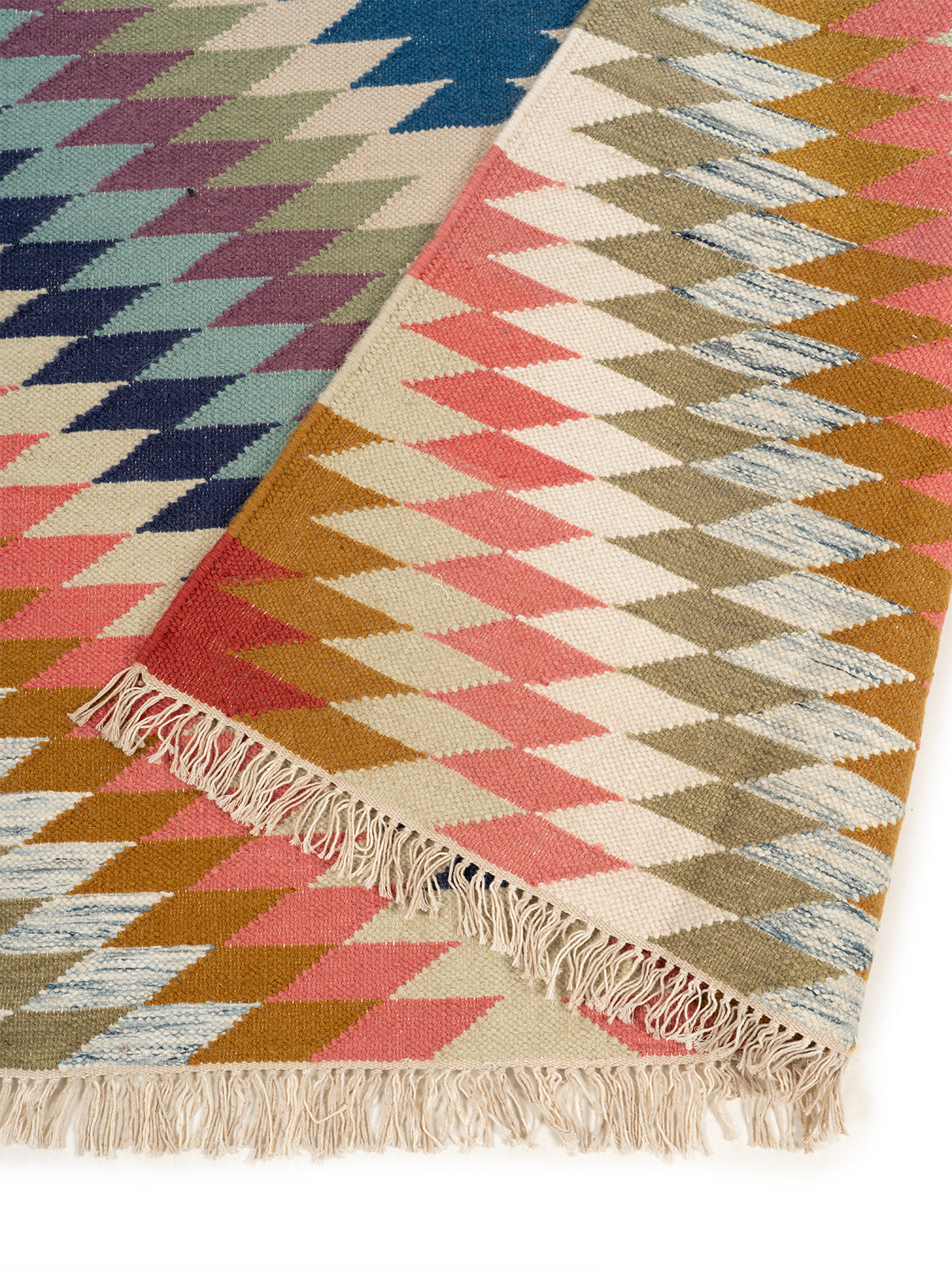 The Aurora Chevron Rug detail of the geometric pattern in wool