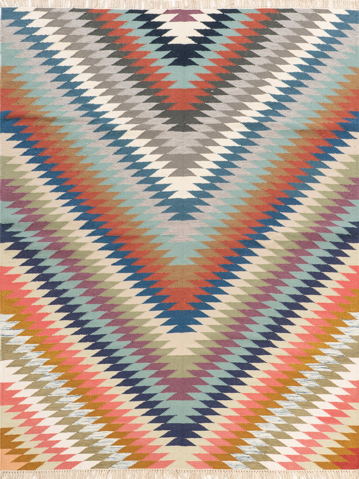 The Aurora Chevron Rug wool rug in multicoloured tones