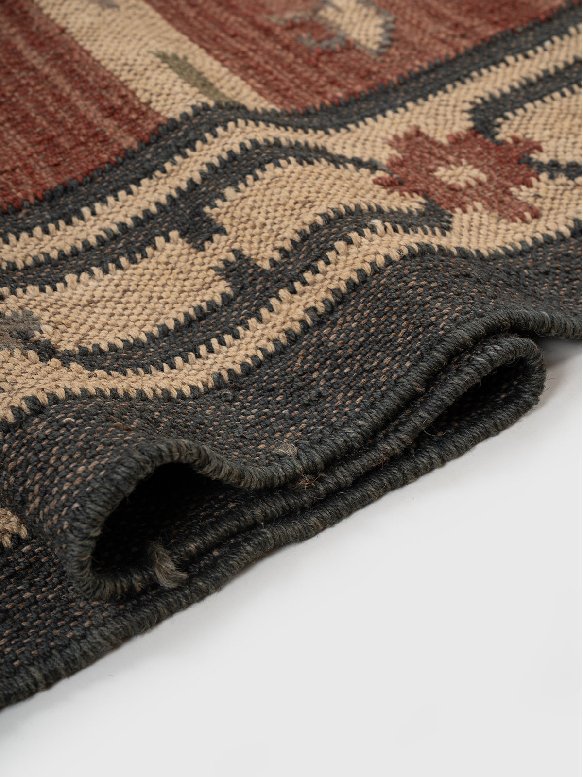 The Bestiary Weave Kilim - texture detail showing wool surface