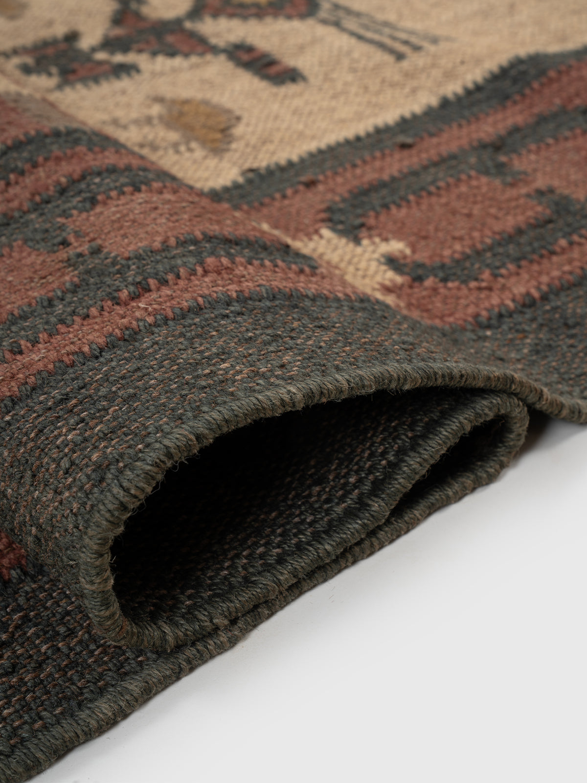 The Bestiary Weave Kilim-Beige - texture detail showing wool surface