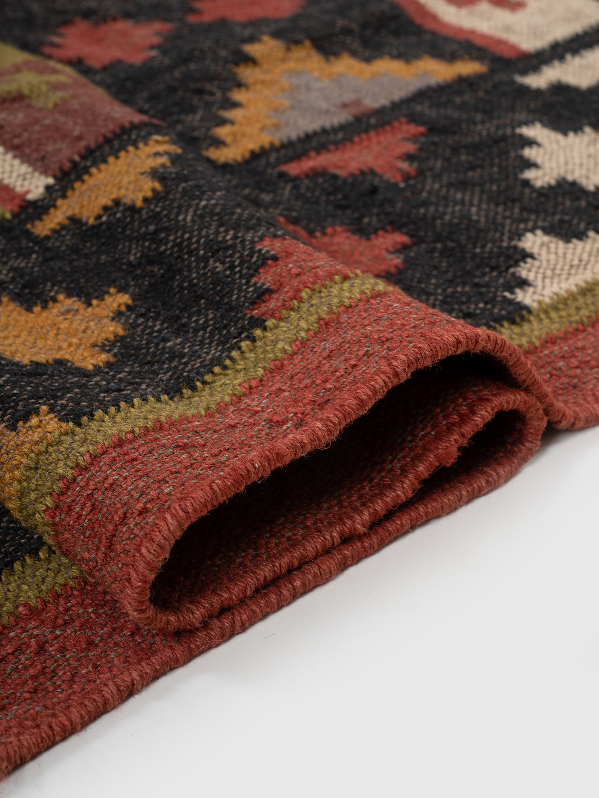 The Charcoal Medley Kilim - additional product view showing the wool rug