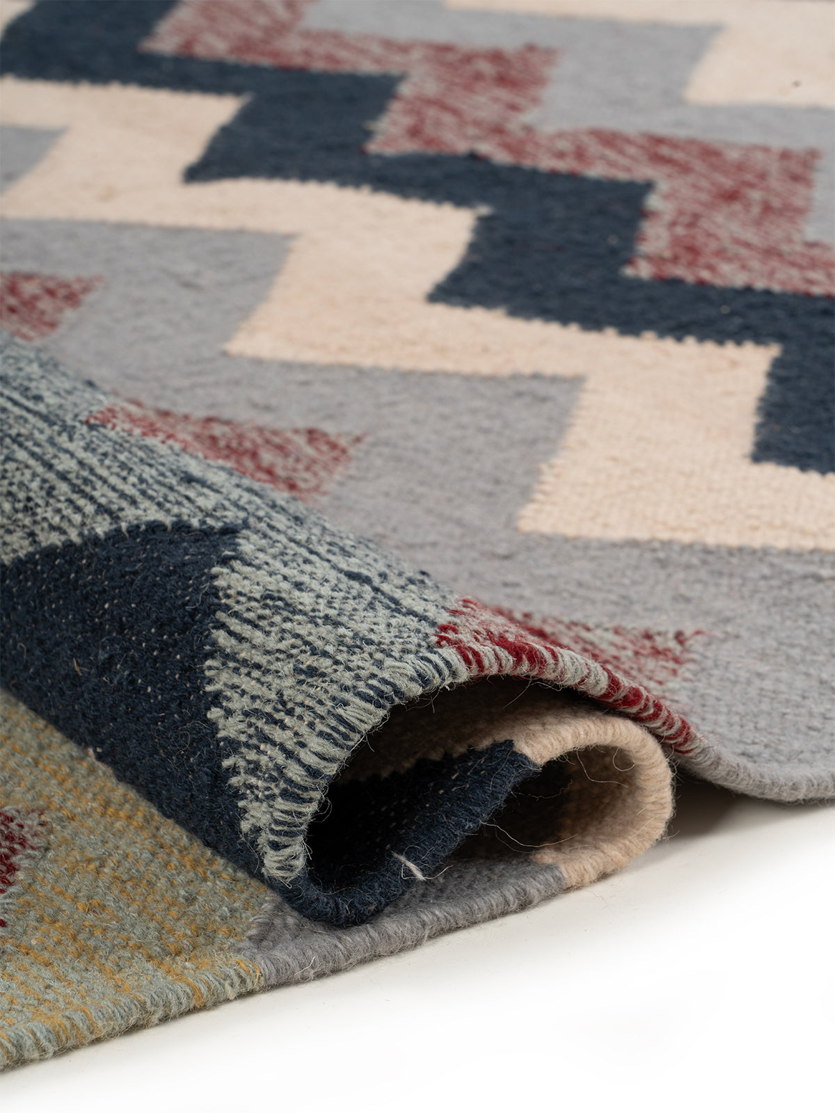 The Coastal Chevron Rug - additional product view showing the wool rug