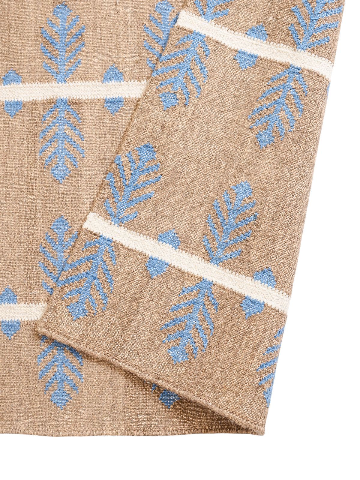 The Ethereal Ferns Rug detail of the floral motif in wool cut pile