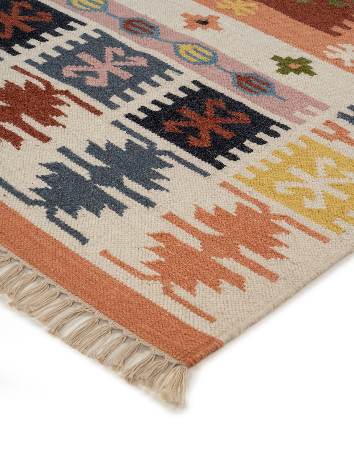 The Garden Tapestry Rug close-up showing the wool pile and floral motif