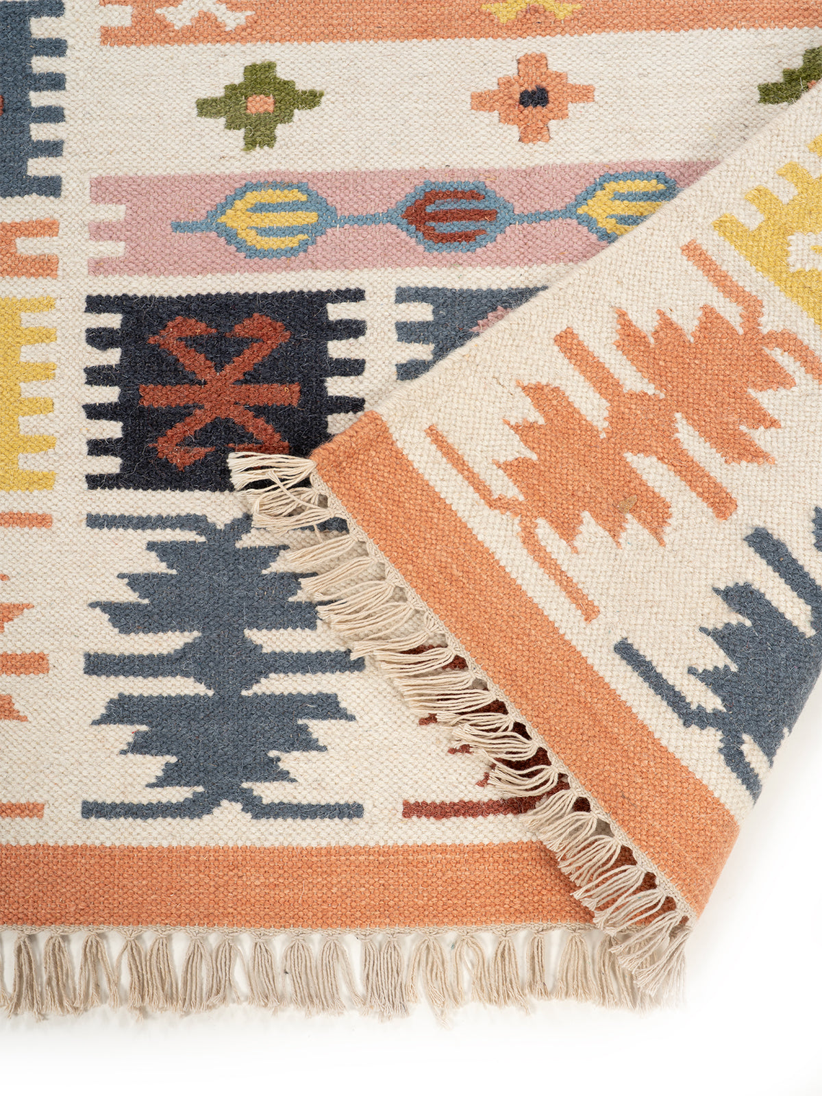 The Garden Tapestry Rug detail of the floral motif in wool cut pile
