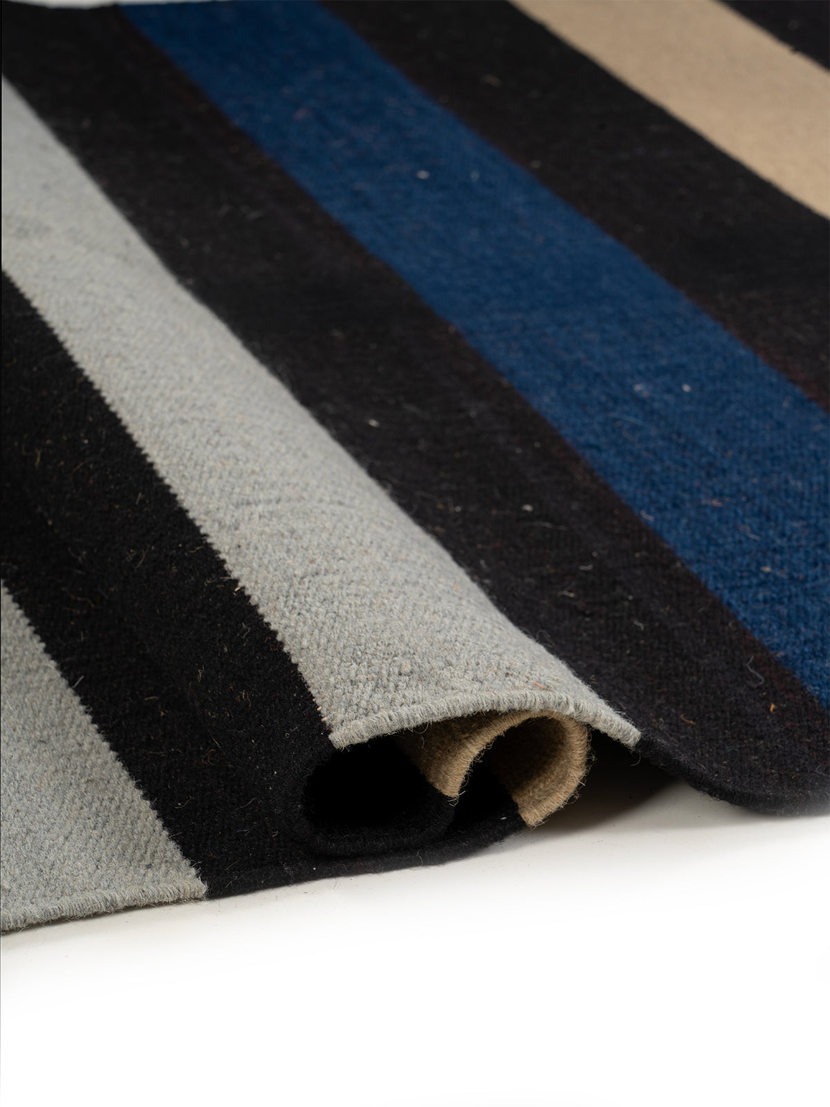 The Midnight Stripes Rug - additional product view showing the wool rug