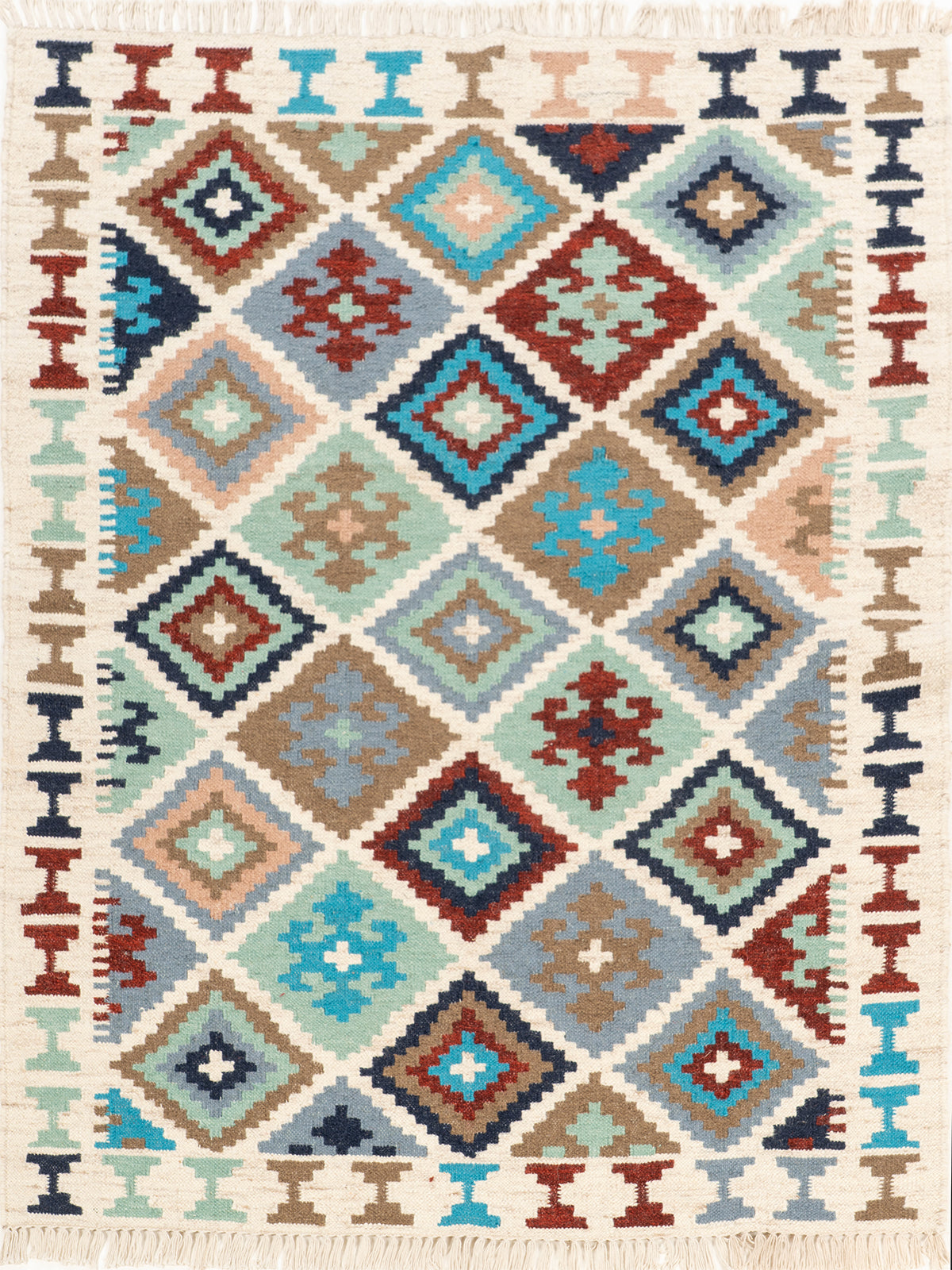 The Moroccan Tiles Rug wool rug in blue tones