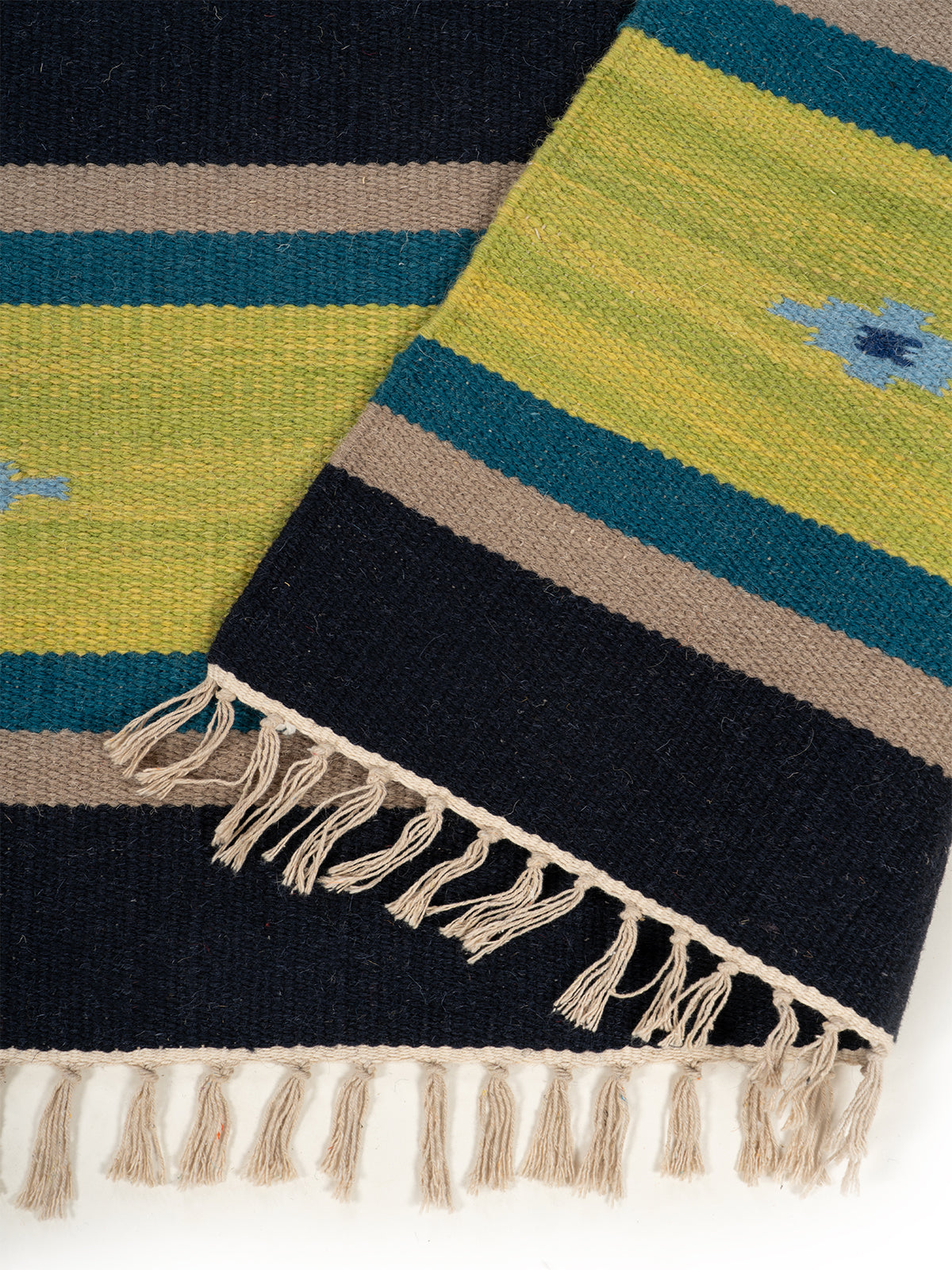 The Night Sky Rug detail of the geometric pattern in wool