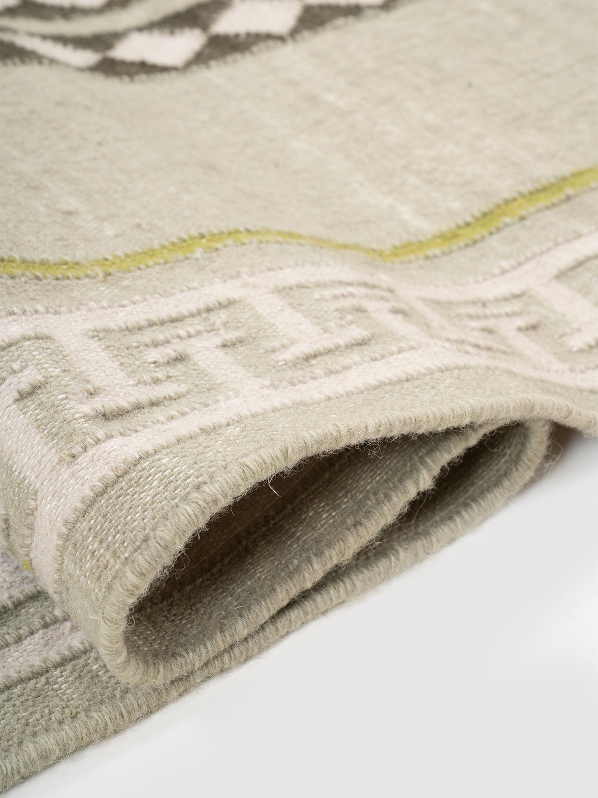 The Palace Key Runner-Green - cotton runner laid in a hallway view