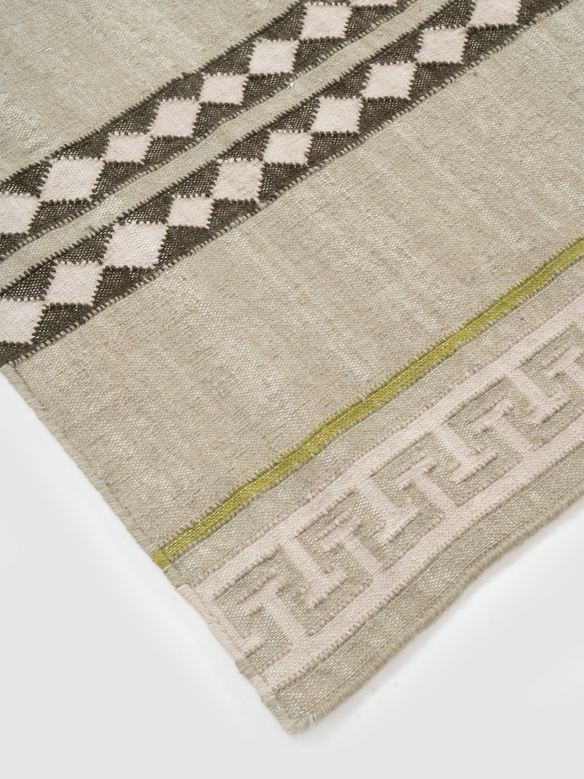 The Palace Key Runner-Green close-up showing the cotton weave and traditional surface