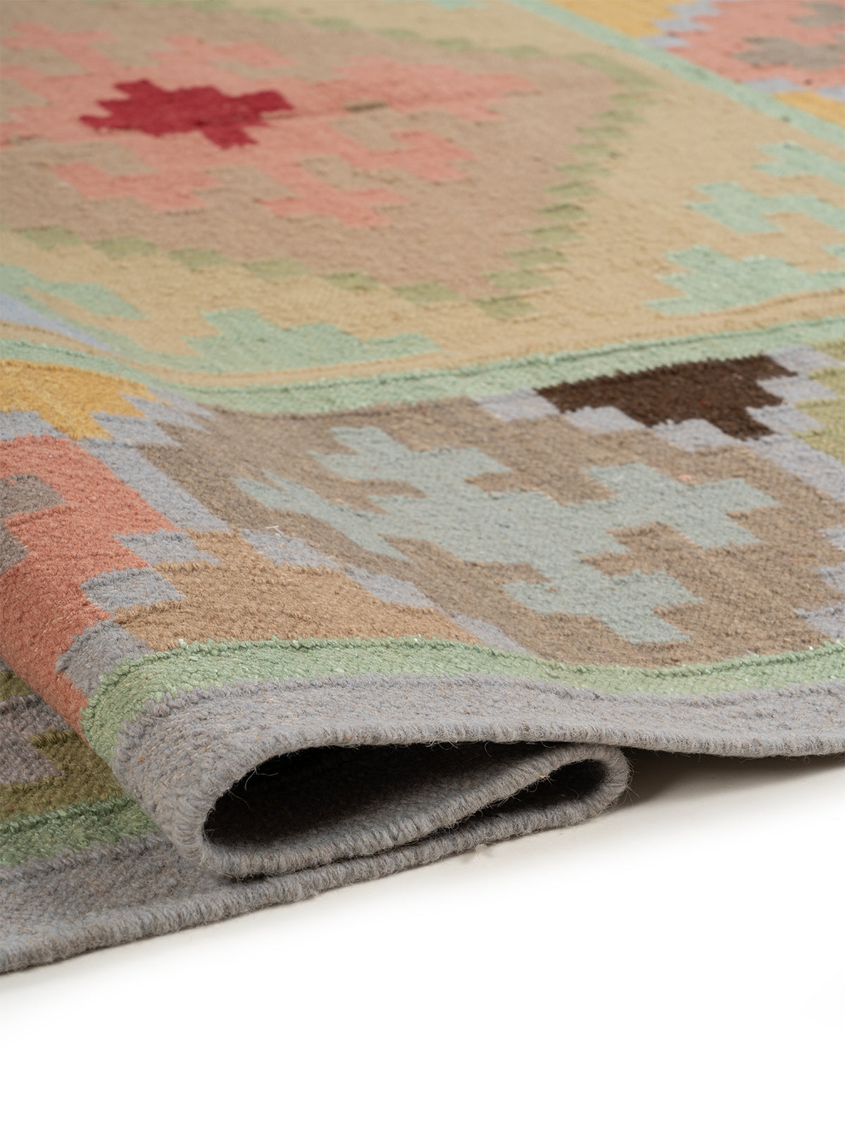 The Pastel Mosaic Rug - additional product view showing the wool rug
